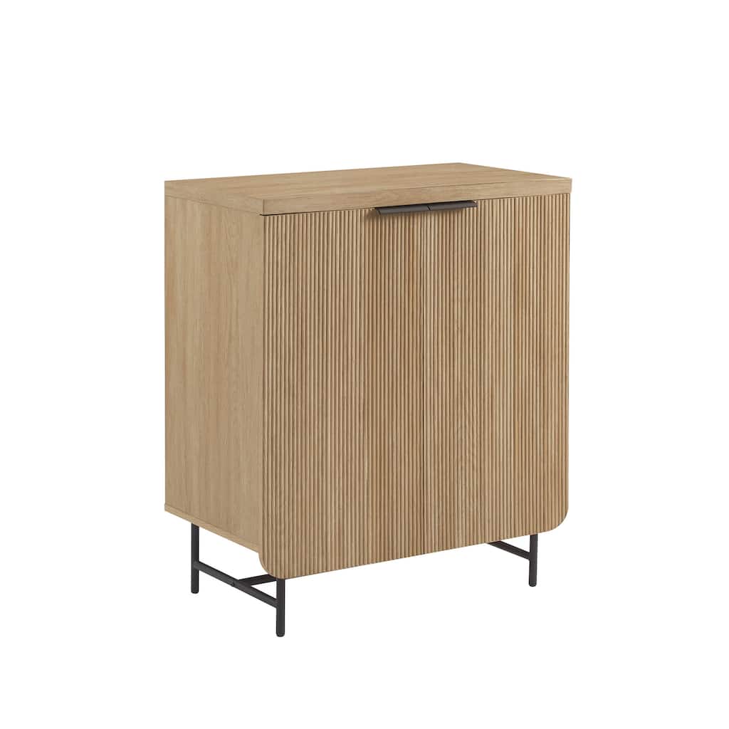 Modern Scandi Fluted-Door Storage Console - Coastal Oak