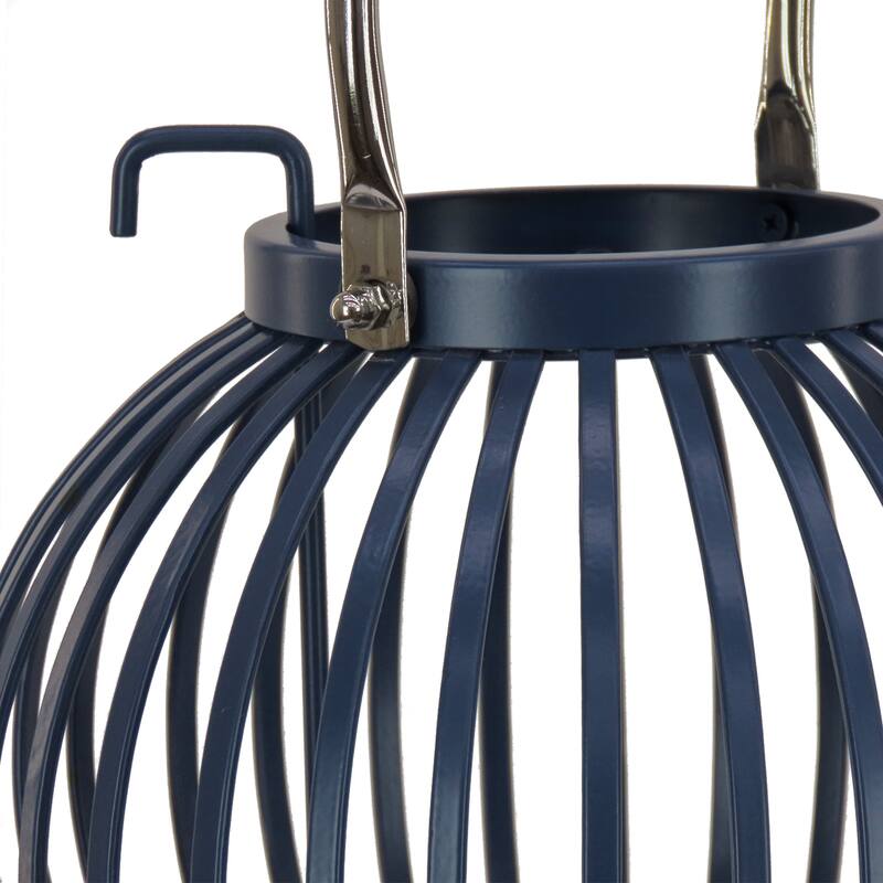 11" Round Ribbed Candle Lantern, Moonlit Ocean Blue by National Tree Company - 11 in