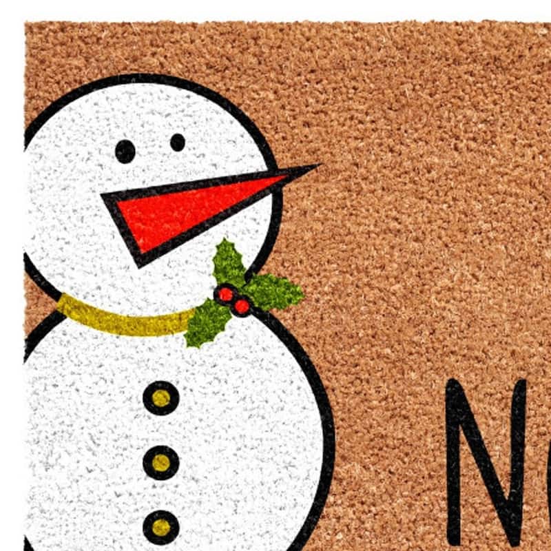 HomeRoots 17" X 29" Brown White And Black Christmas Outdoor Coir Door Mat - 17.00' X '29.00