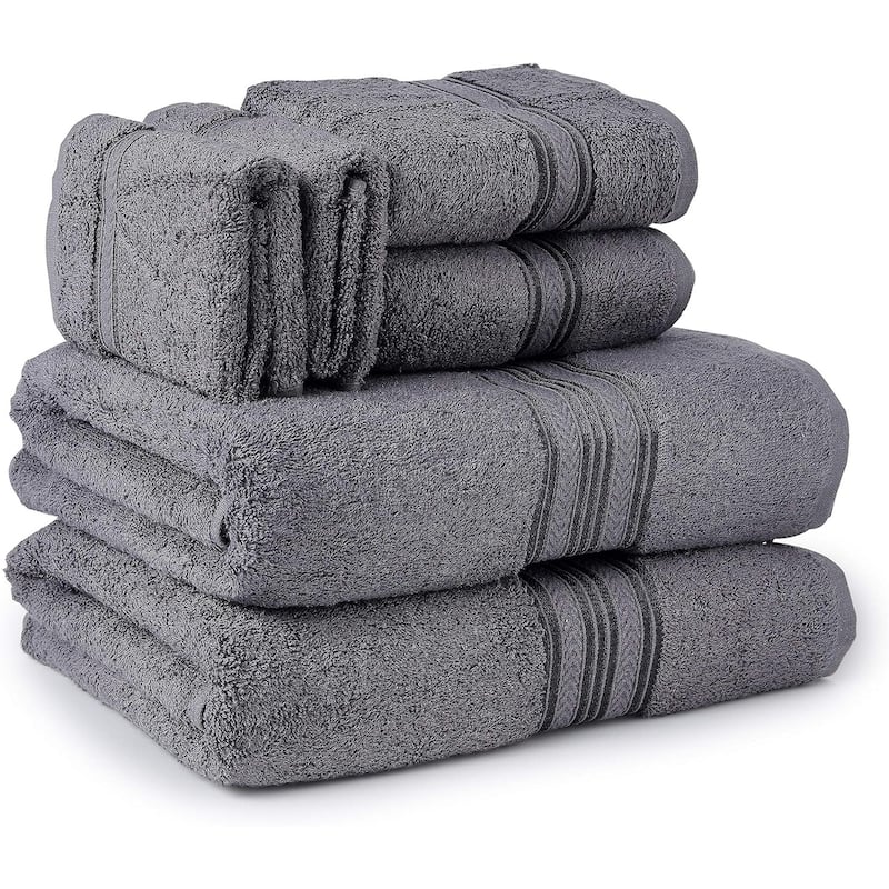 Décor&More BathEssentials 100% Cotton Extra Heavy 6 Piece Bath Towel Set - Grey
