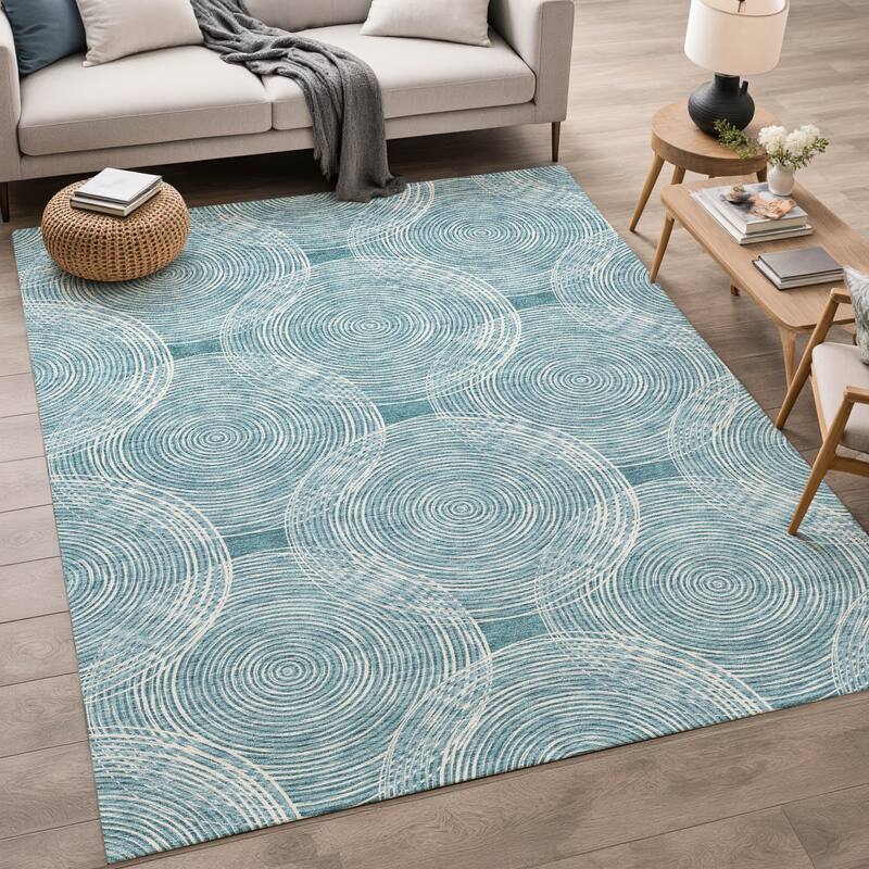 Machine Washable Indoor/ Outdoor Modern Pune Chantille Rug