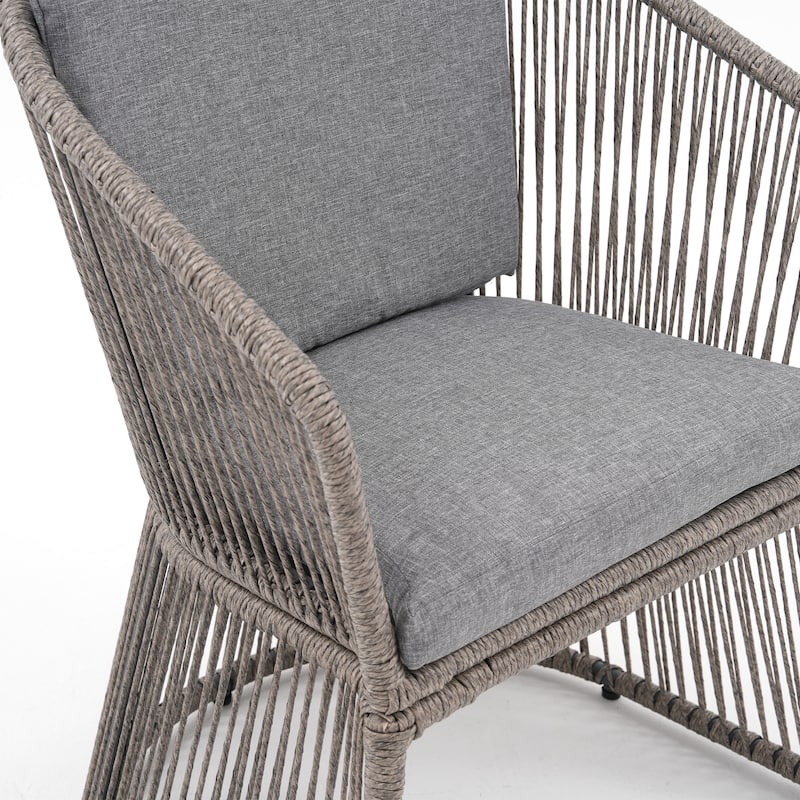 Outdoor 2-piece Steel Dining Chair with Cushion