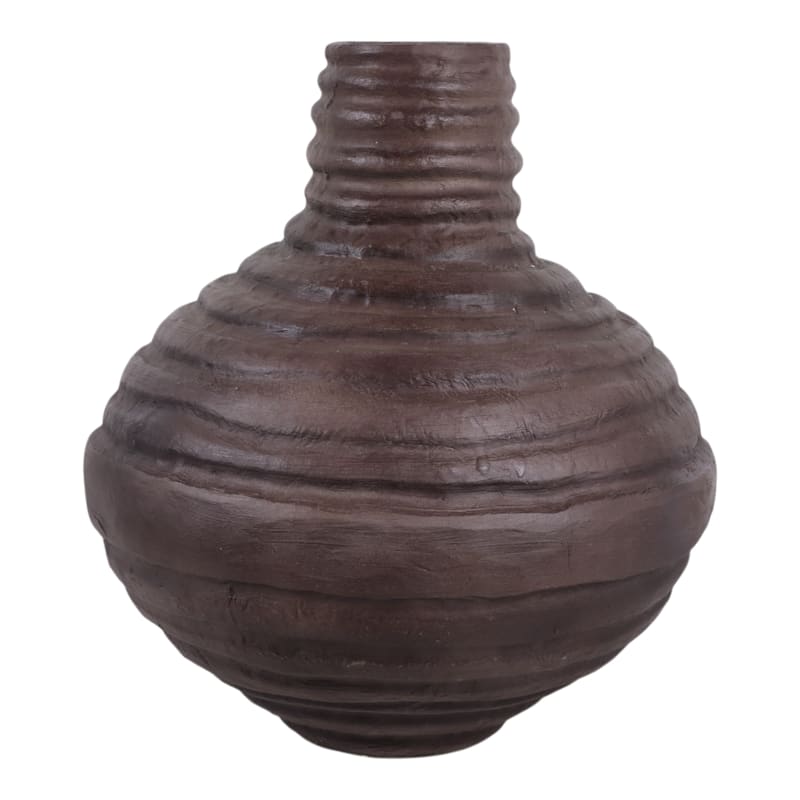 Pottery Paper Vase Mache Textured Organic Shape (Set of 2) - 19" Brown