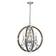 preview thumbnail 5 of 12, 4 Light Farmhouse Wood Globe Chandelier Candle Style Pendant Light - W:22" Antique Silver Leaf