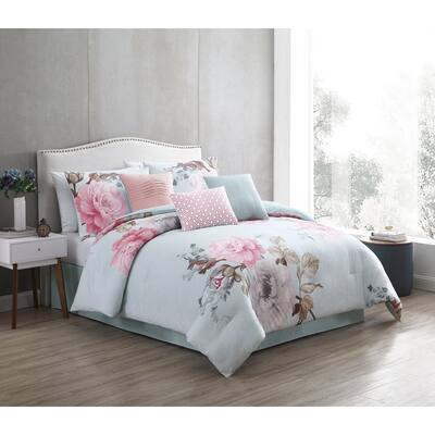 7 pc Queen Bedding Comforter Set All-season Reversible Bed in a Bag