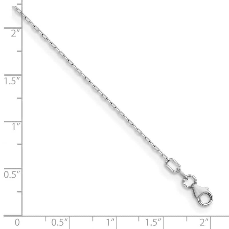 Curata Italian 14k White Gold 0.9mm Diamond Cut Flat Chain For Women (Lobster)