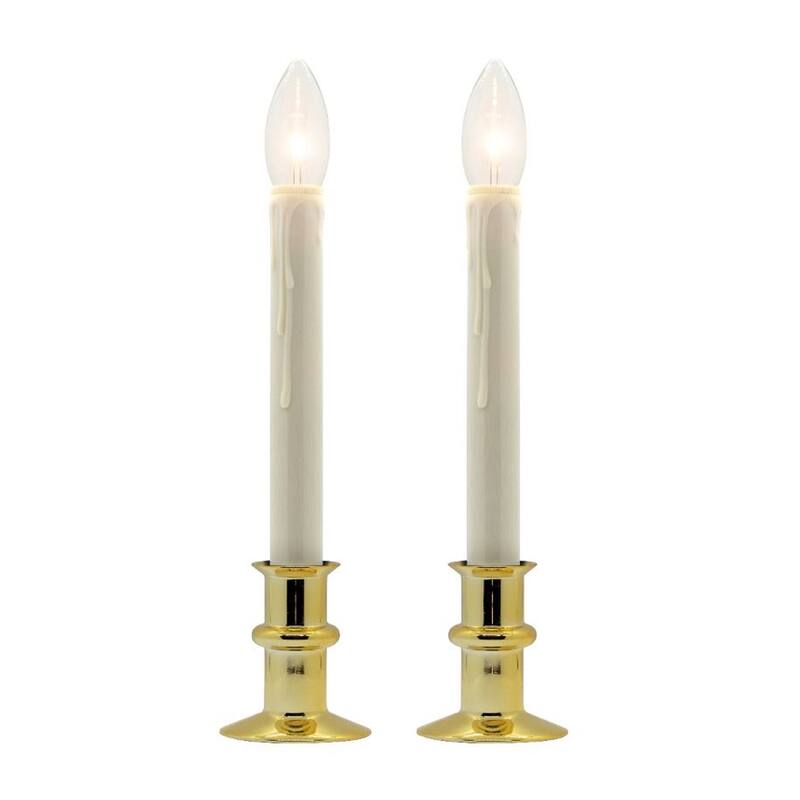 B/O Bi Directional IR Window Hugger Candles w/Remote (Set of 2 or 4) - Brass Set of 2