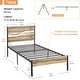 preview thumbnail 15 of 23, VECELO Twin Size Kids Bed Industrial Platform Bed Frame with Wood Headboard,Twin Size Bed Set of 2
