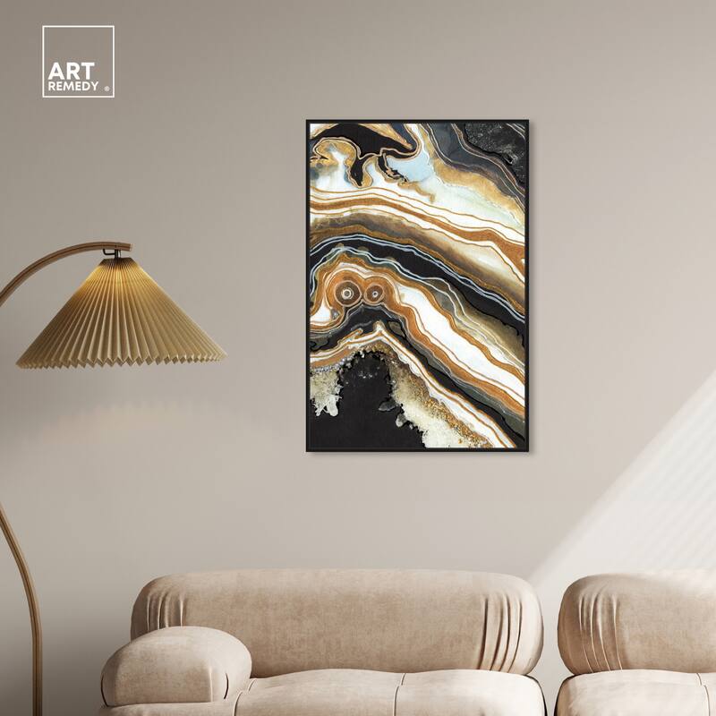 Art Remedy Black And Gold Ii Framed Mineral, Agate & Geode 1 Piece Canvas Wall Art
