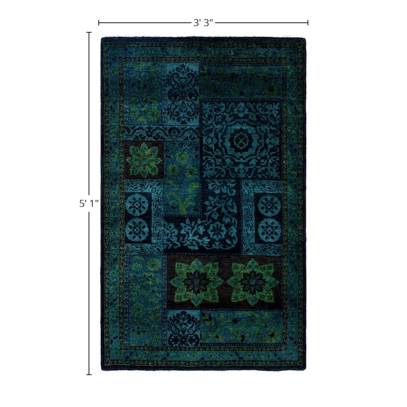 Overdyed One-of-a-Kind Hand-Knotted Area Rug - Black - 3' 3" x 5' 1"