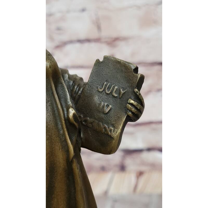 Statue Of Liberty Bronze Metal Sculpture Replica Signed Art 17.5 Inches X 4.5 Inches