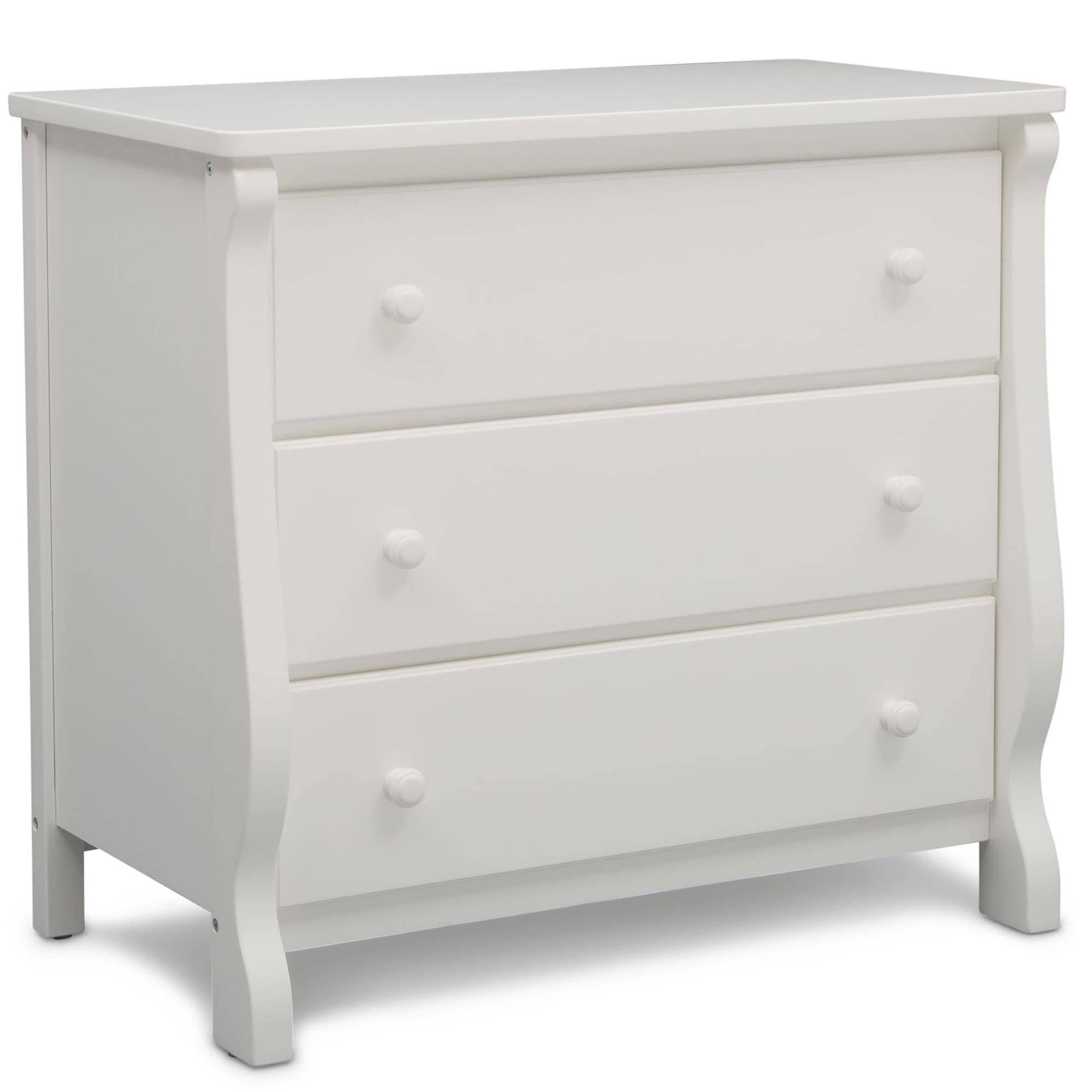 Universal 3 Drawer Dresser Greenguard Gold Certified White Bed