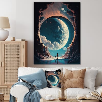 Designart "Inspiring Moon"S Outer Space View I" Space Landscapes Wall Art Prints
