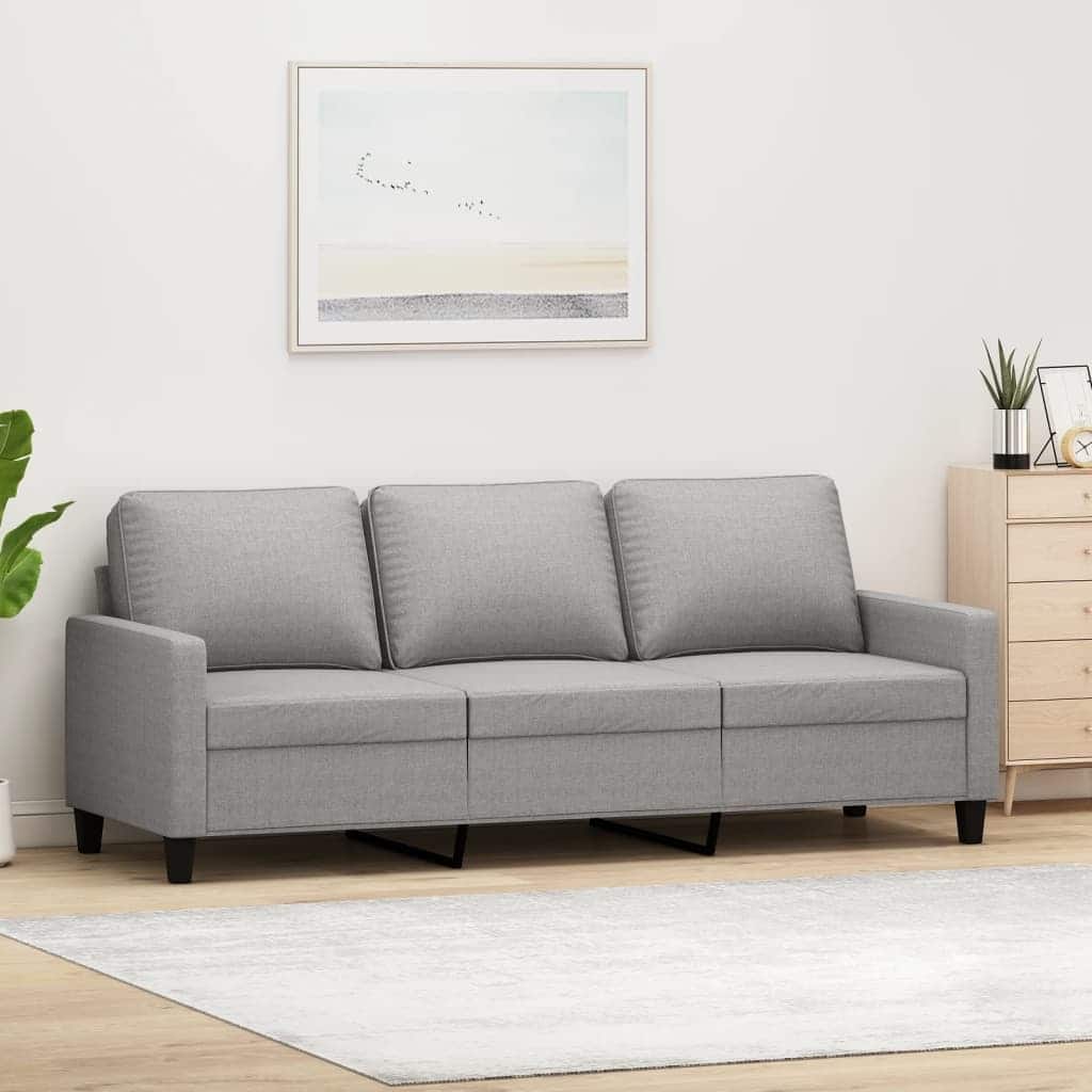 vidaXL 3-Seater Sofa Light Gray 70.9" Fabric - 78" x 30.3" x 31.5"