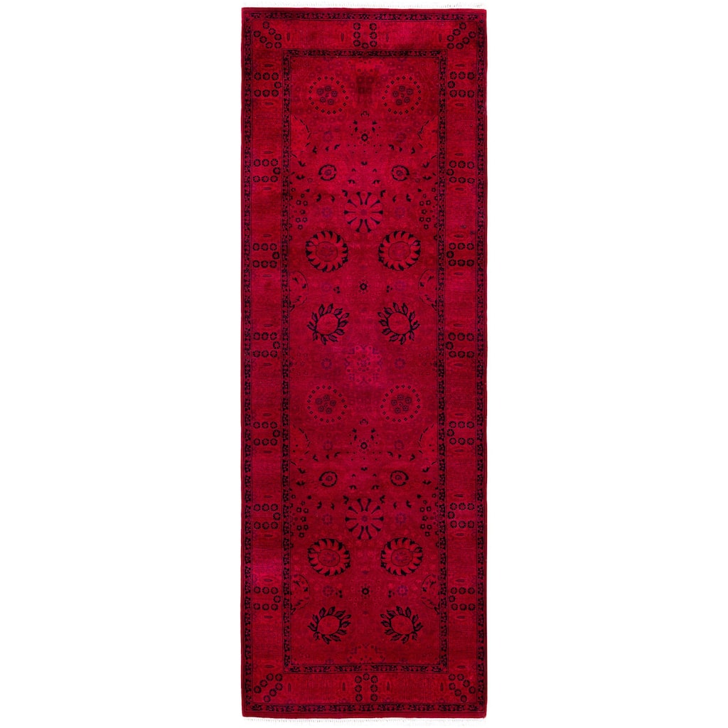Overdyed One-of-a-Kind Hand-Knotted Area Rug - Red - 3' 0" x 8' 10"