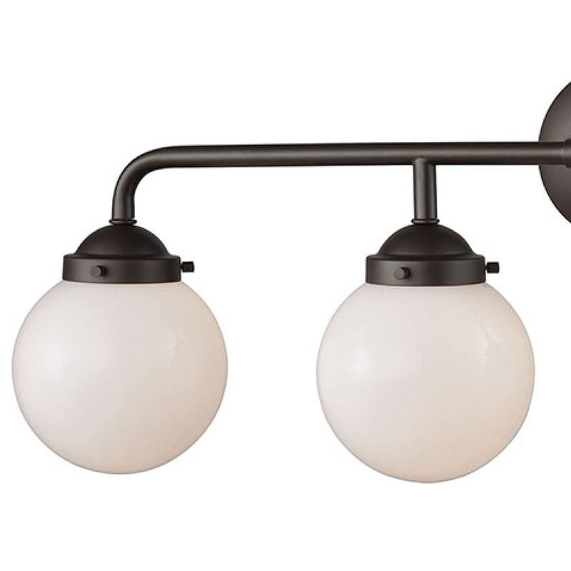 Beckett 33-inch Wide 4-Light Vanity Light in Oil Rubbed Bronze with White Glass - 33