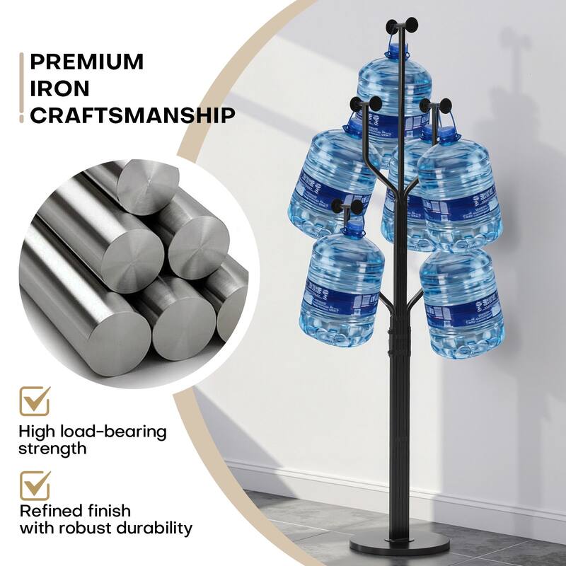 Freestanding Metal Coat Rack with 10 Hooks and Heavy Duty Marble Base - 68.1"H x 18.5"W(top) x 13.2"Dia(base)