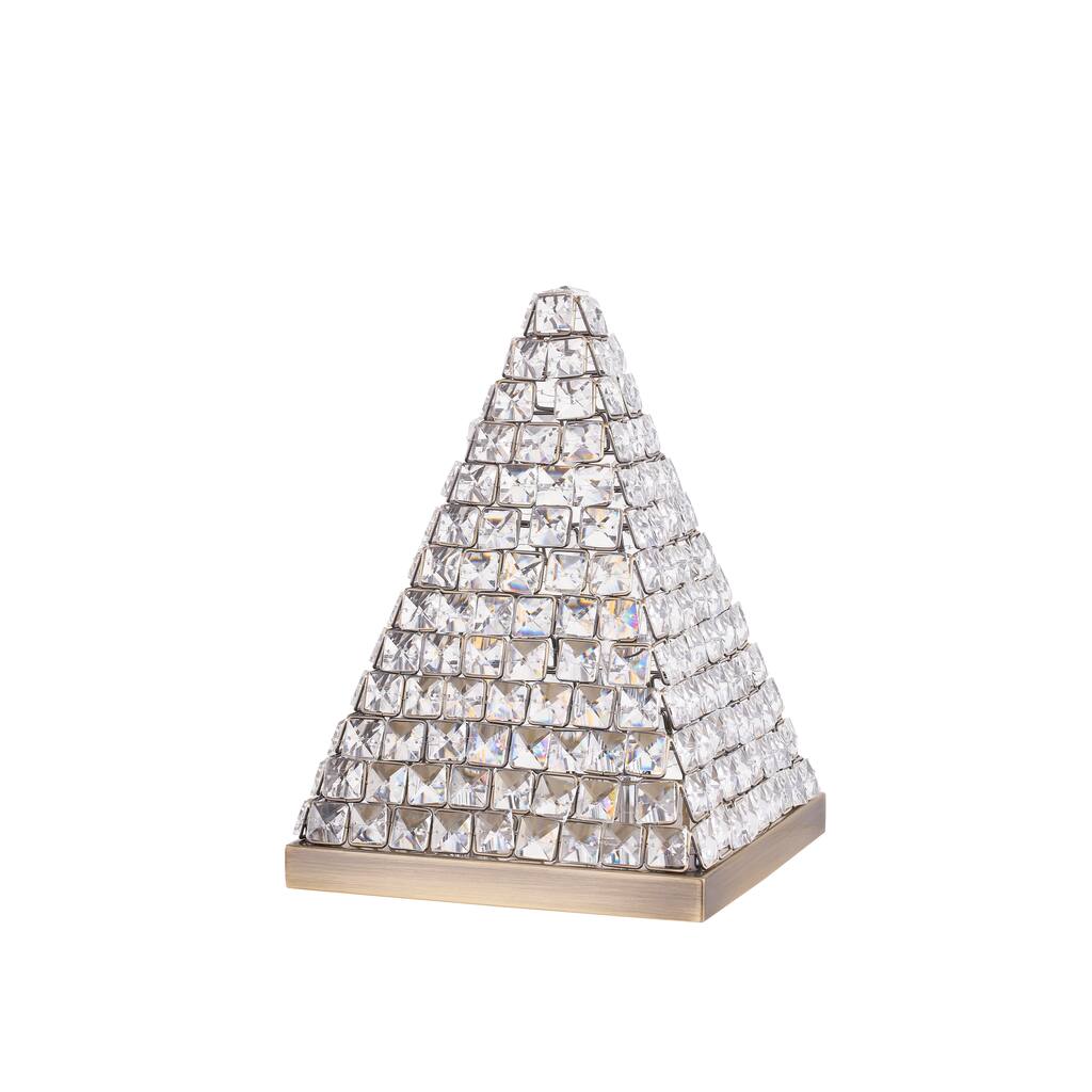 14"H Crystal Pyramid Table Lamp - Antique Brass