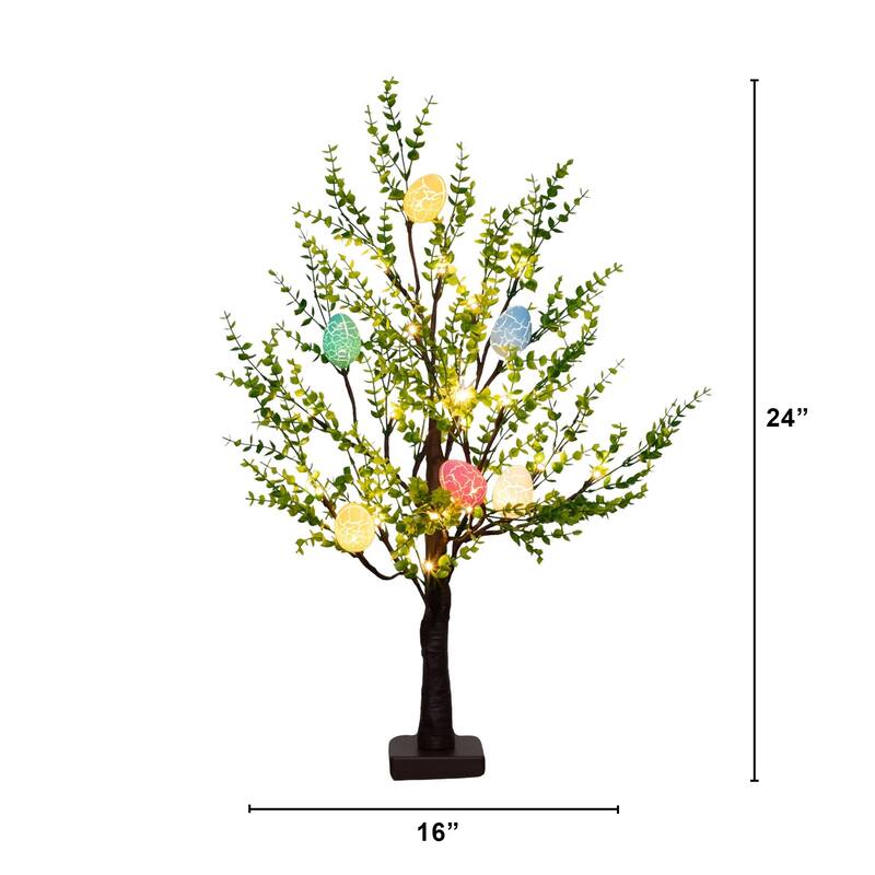 2-ft Pre-Lit Artificial Easter Egg Twig Tree with 24 LED Lights