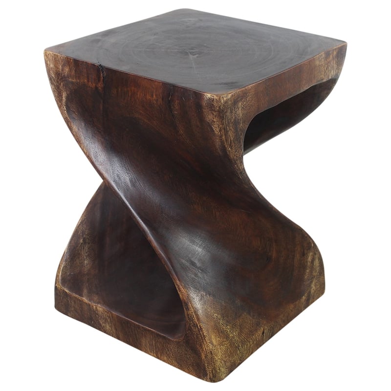 Haussmann® Wood Twist End Table 15 x 15 x 20 inch High Mocha Oil