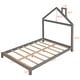 preview thumbnail 39 of 70, Wooden Platform Bed with Wood Slat Support, Modern Solid Wood Kids Bed Frame with House-shaped Headboard, No Box Spring Needed