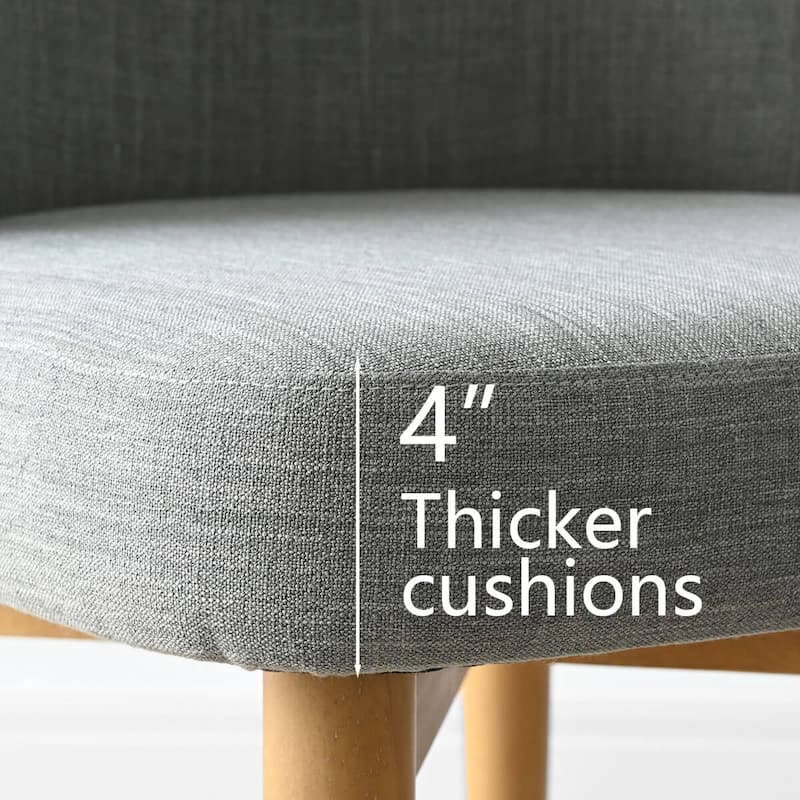 Linen Upholstered Dining Chairs With Solid Wood Legs (Set of 8)