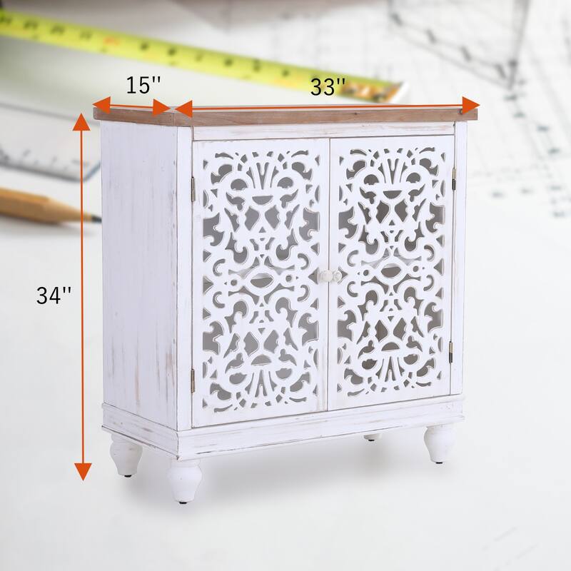 2-door Intricate Traditional Antique Storage Cabinet