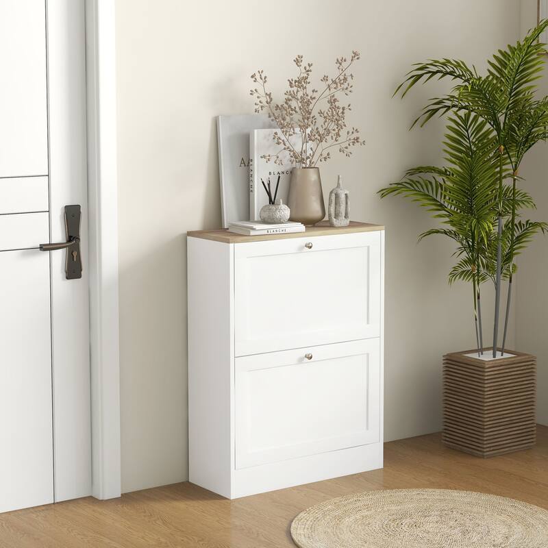 Modern Narrow Shoe Storage Cabinet with Adjustable Shelves, Holds 12 Pairs of Shoes, Ideal for Entryways, Hallways and Proch