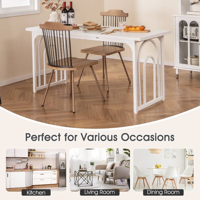 Gymax 63'' Rectangular Farmhouse Kitchen Table w/Heavy Duty Metal Legs