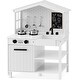 preview thumbnail 1 of 4, Pretend Play Wooden Farmhouse Kitchen Set w/ Storage, 5 Accessories