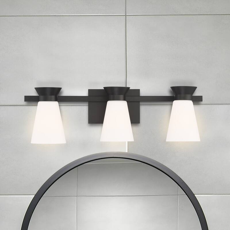 Caleta 3-Light Vanity with Cylindrical Glass Black Finish