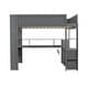 preview thumbnail 11 of 30, Full Size Loft Bed with Built-in Desk, LED Shelf Lighting, Charging Ports, and Storage Cabinet, Dark Gray Wood Frame