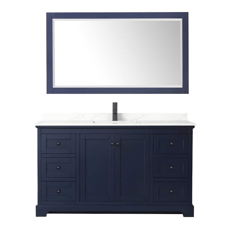 Avery 60-inch Single Vanity, Quartz Top, 58-inch Mirror