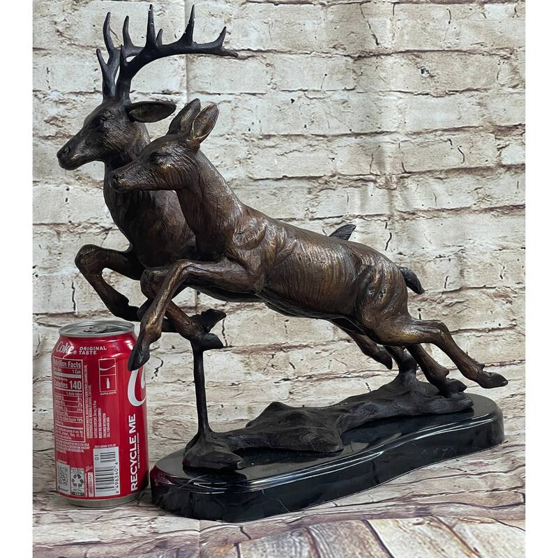 Elk Deer Caribou Buck Stag Wildlife Art Hunting Lodge Camp Bronze Marble Statue