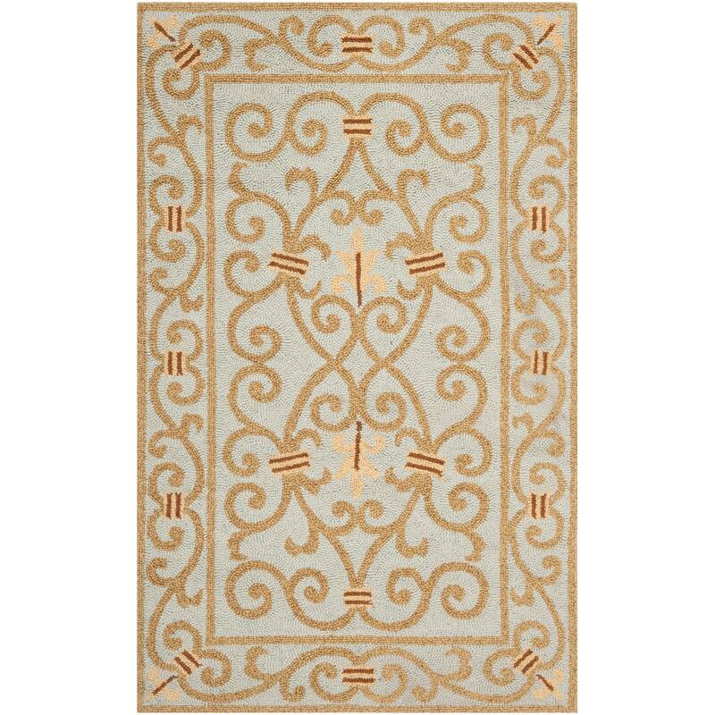 SAFAVIEH Hand-hooked Chelsea Joba Country Oriental Wool Rug - 2' 6" x 4' - Light Blue - Runner/Rectangle