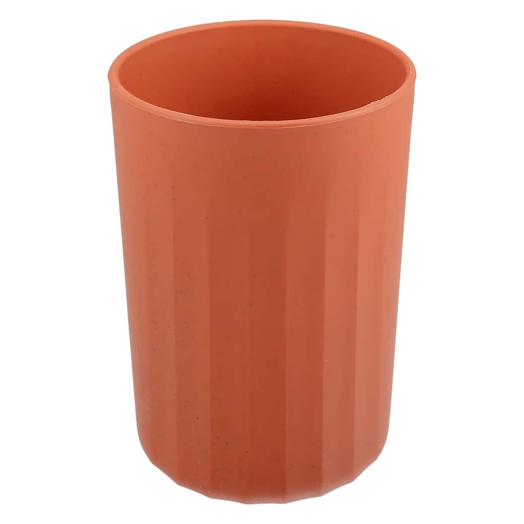 1Pc Bathroom Tumbler with Smooth Lines Wheat Straw Cup Orange 4.09"x2.80"