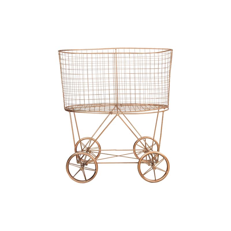 Metal Rolling Laundry Cart with Rack - Copper