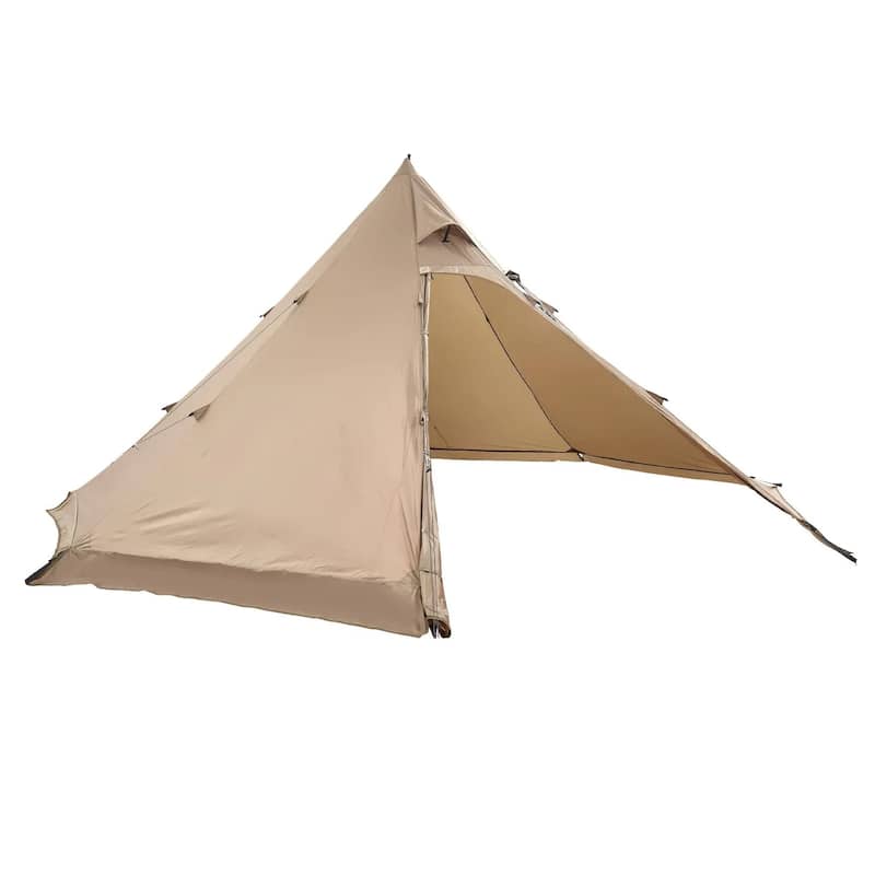 Large Pyramid Camping Tent with Stove Jack and Windproof Waterproof 4-Season Outdoor Shelter