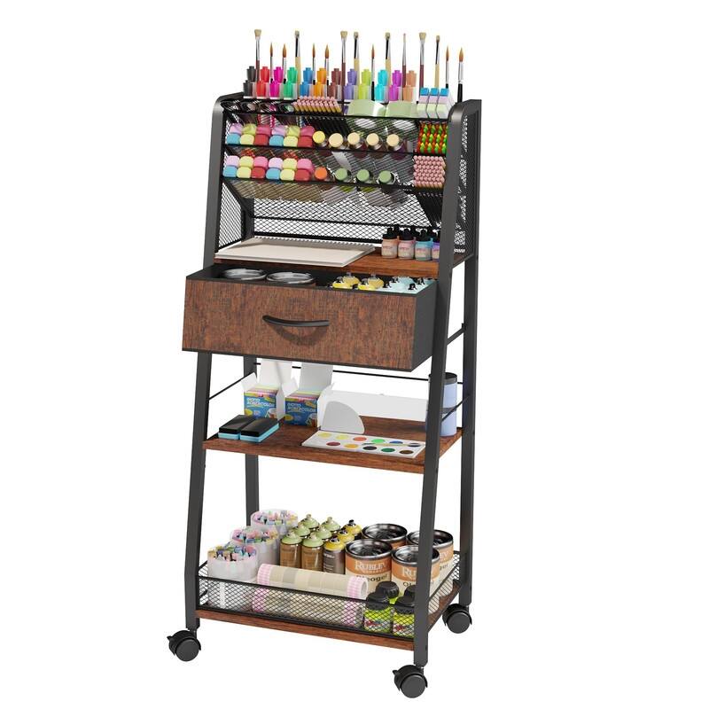 3 Tier Rolling Cart - 34.7"D x 9.3"W x 16.9"H