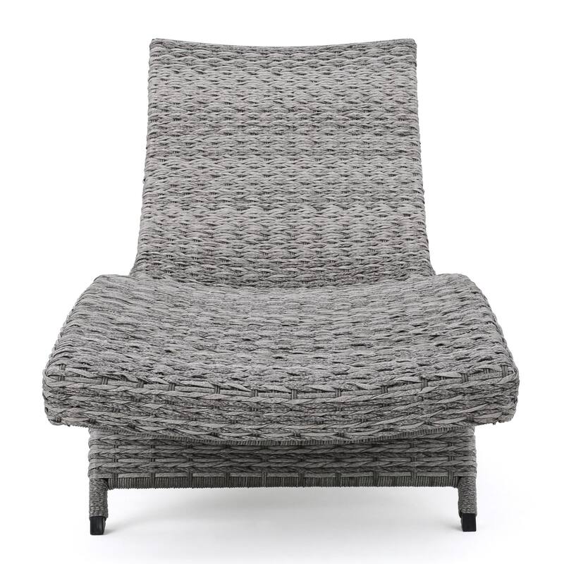 Rustic Outdoor Aluminum Frame Wicker Recliner Set of 2