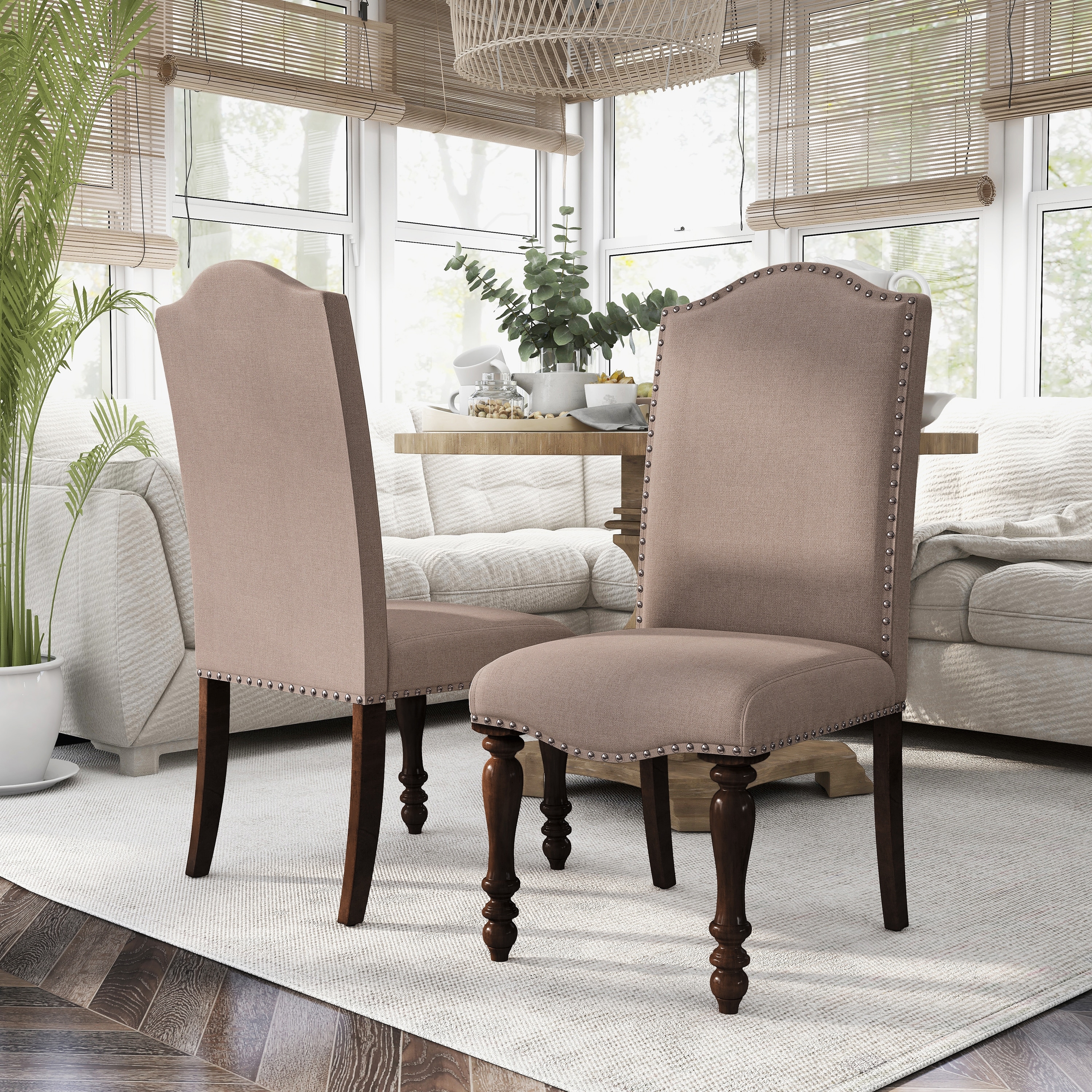 Ketz Taupe Fabric Dining Chairs Set of 2 by Furniture of America