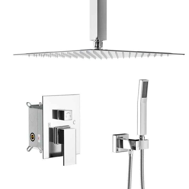 Lordear Shower System - Rainfall Overhead Shower and Handheld Shower Set with Valve Combo - Chrome