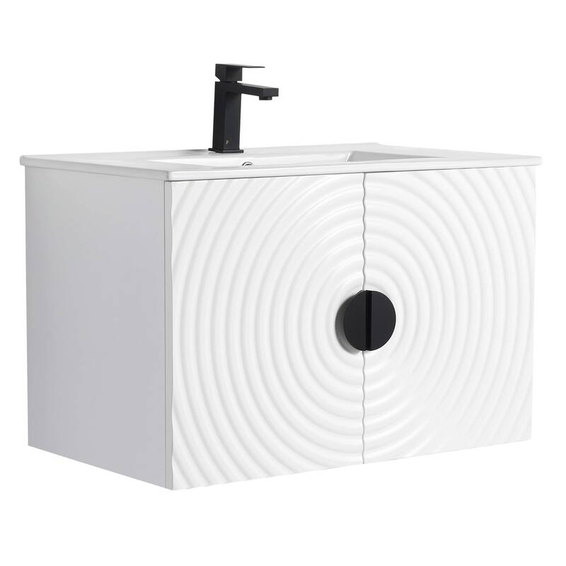 Pellabay Modern Bathroom Vanity with Fluted Circular Doors - Sink Included