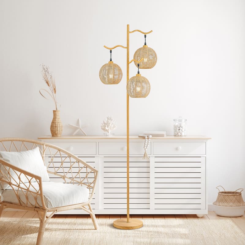 3 Light Floor Lamp, Foot Switch