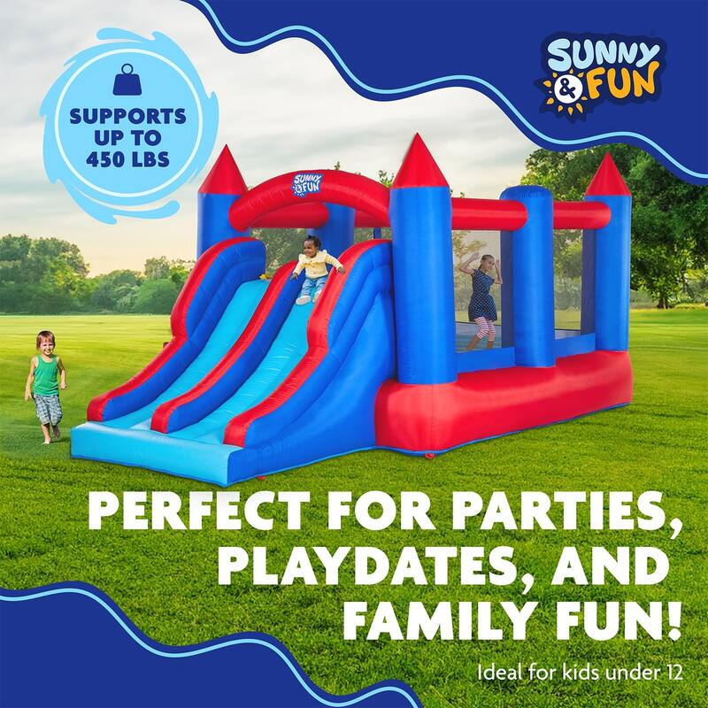 Sunny & Fun Inflatable Bouncy Castle with Dual Slide