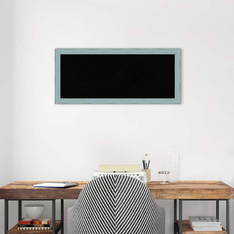 Sky Blue Rustic Wood Framed Black Corkboard Bulletin Board