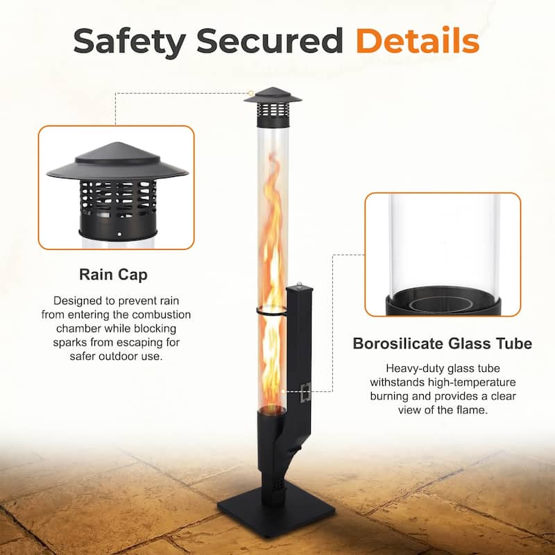 Aoodor Wood Pellet Heater with Rain Cap and Viewing Window for Patio Burning Flame - N/A