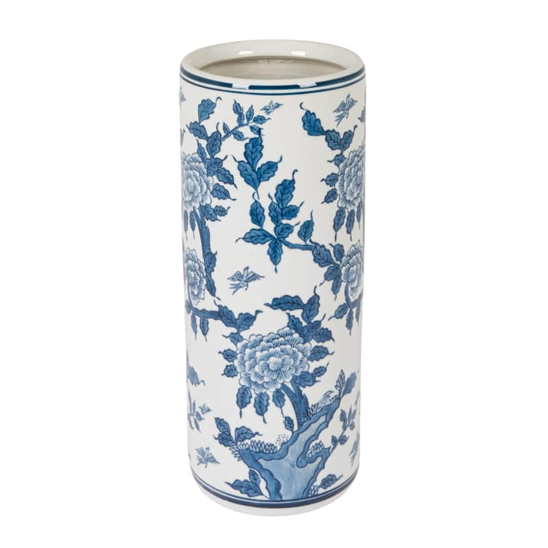 Ceramic Umbrella Stand - Blue; White