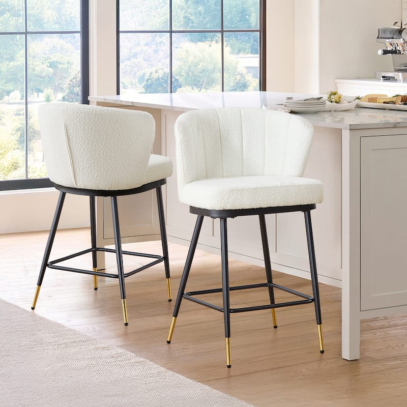 26" Boucle Fabric Counter Height Bar Stools, Set of 2/3/4 - 35.83"H x 22"W x 20.28"D
