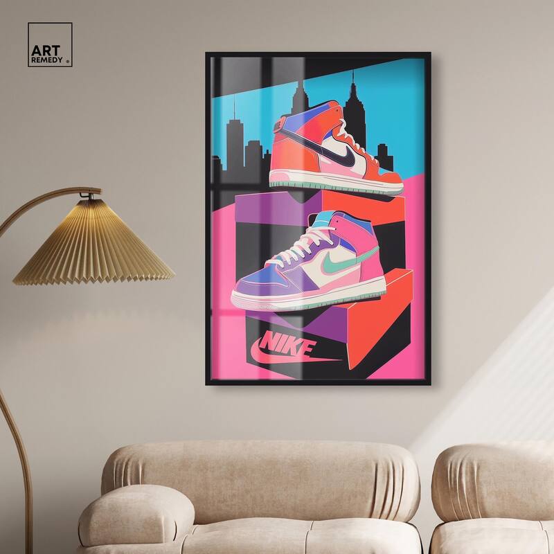 City Pop Sneakers Shadowbox by Art Remedy